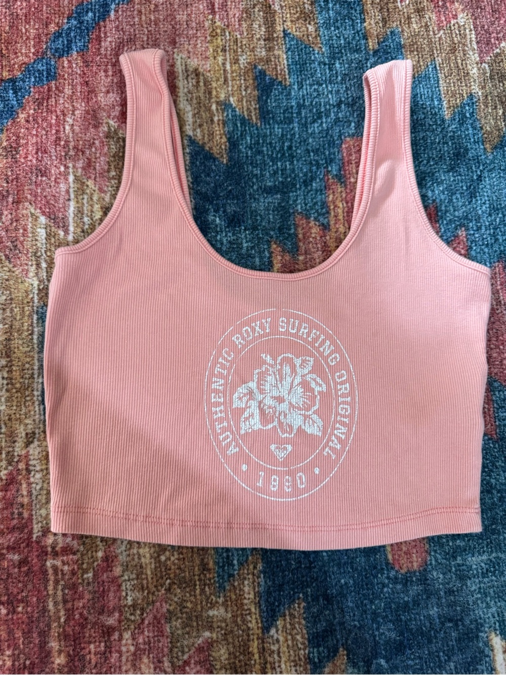 Roxy Coral Ribbed Logo Crop Tank